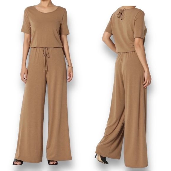 Short Sleeve Wide Leg Loose Fit  Jumpsuit Multiple Plus Sizes Available … - Picture 1 of 15